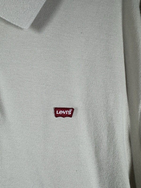 Levi's Men's Housemark Polo Shirt in a light beige or tan color XXL gallery