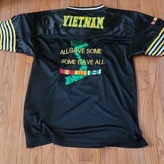 JWM Vietnam Veteran Jersey T-Shirt Black Medium Embroidered Graphic Print
