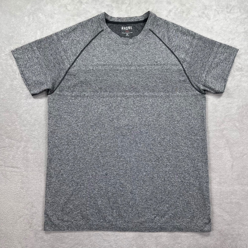 Rhone Reign Training Tee Men XL Gray Heather Seamless Raglan Workout Shirt Gym