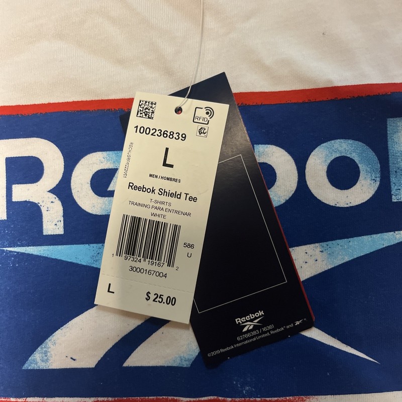 Reebok Mens Classic Graphic Tshirt white with Red White And Blue Logo Large gallery