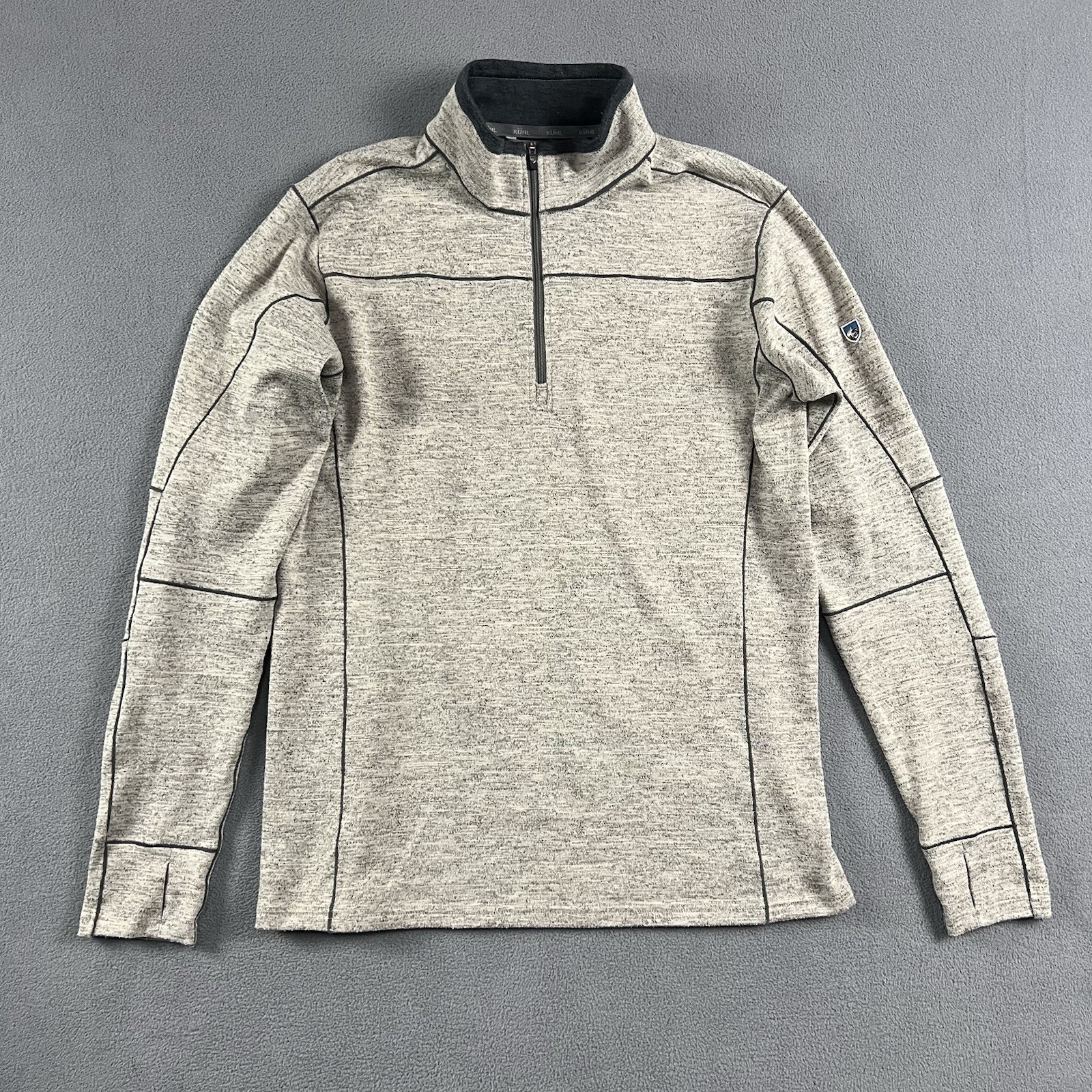 Kuhl Sweater Mens Size Medium Beige Gray Ryzer 1/4 Zip Outdoor Gorpcore Hiking gallery