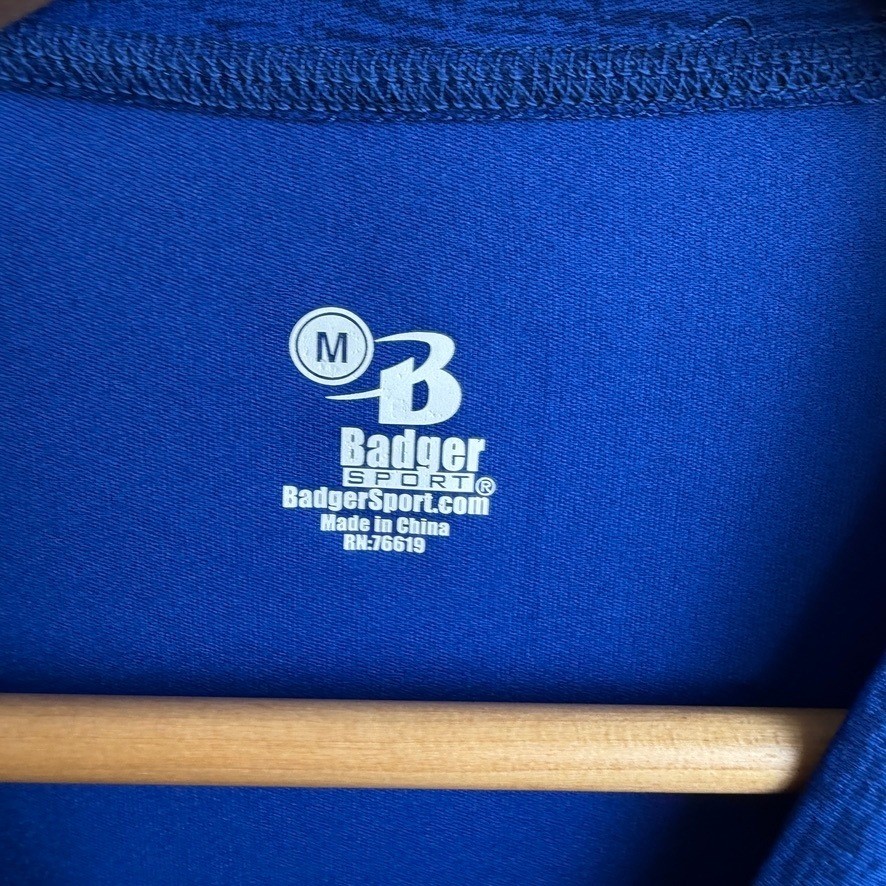 Badger Sport Mens Heathered Performance T-Shirt M Blue Activewear Sporty Runnng gallery