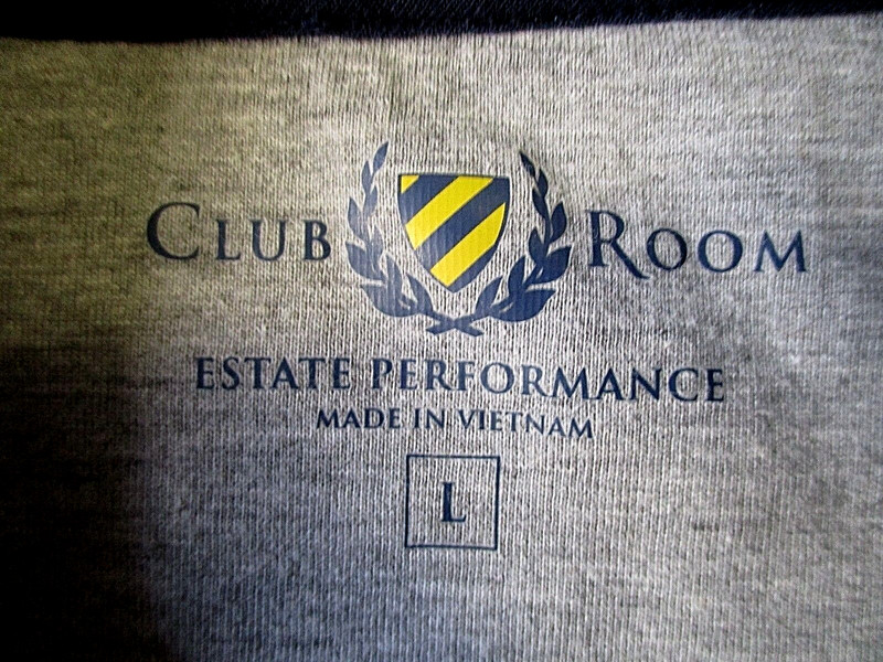 CLUB ROOM Men's Large Blue & Gray Striped Cotton Knit 1/4 Zip Polo Shirt gallery