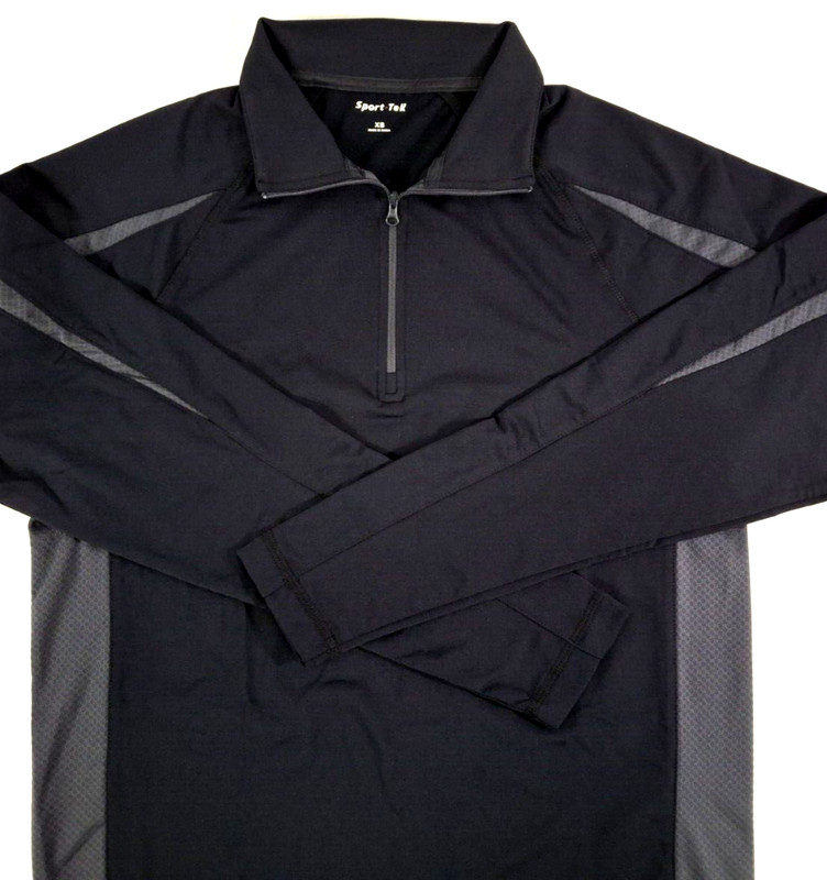 Sport-Tek ST851 Sport Wick Stretch Colorblock Pullovers-Black/Gray Various Sizes gallery