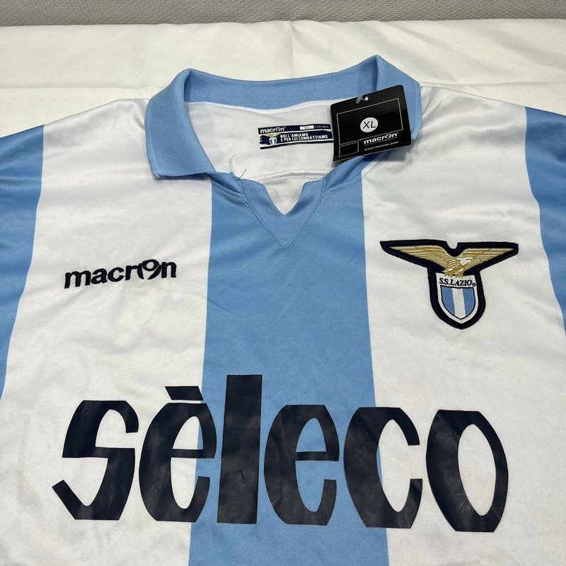 NWT MACRON SS Lazio Home Jersey 2017/18 SELECO XL Soccer Trikot Blue White Read gallery