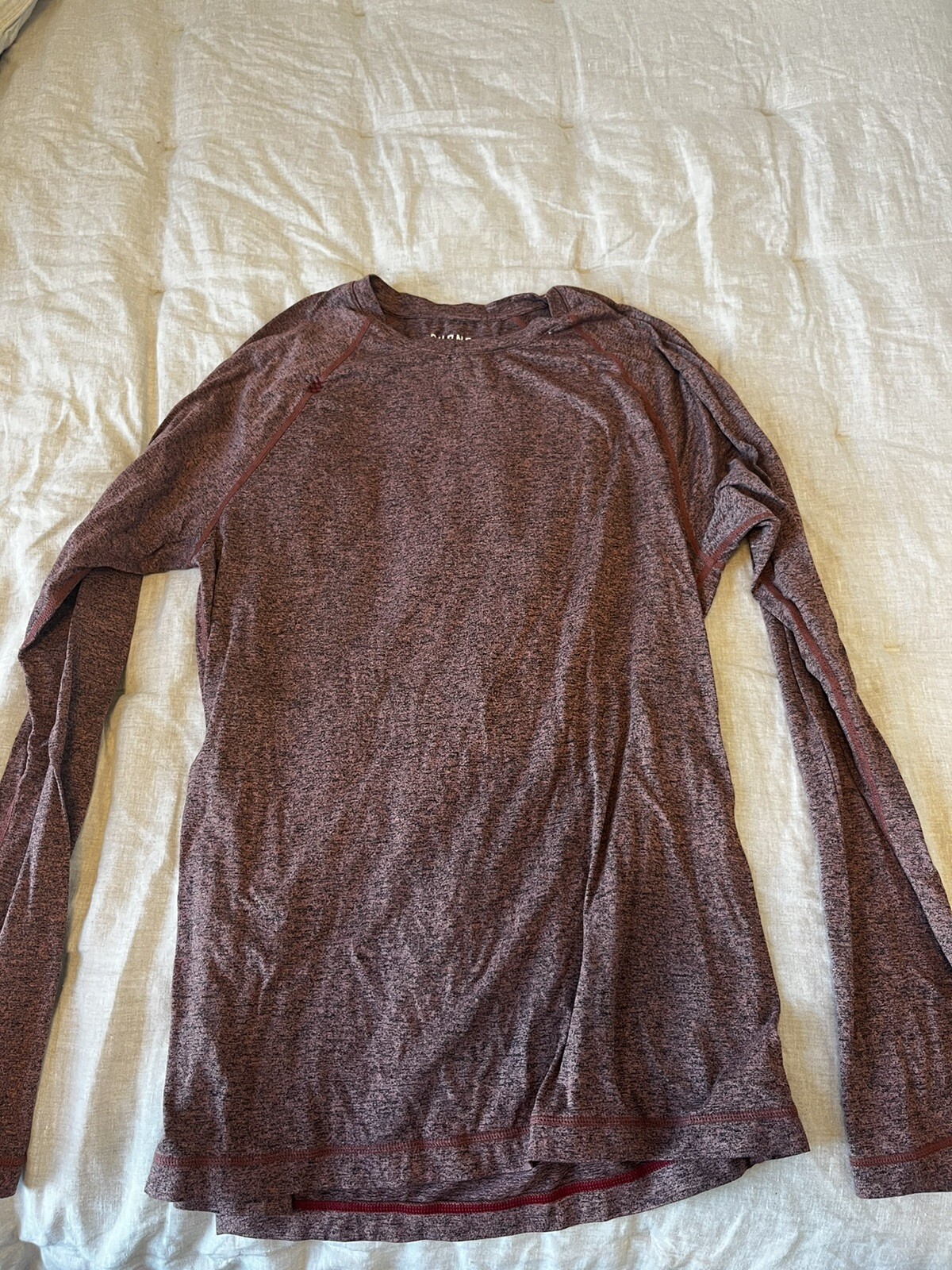 Rhone Shirt Mens Reign Crew Neck Long Sleeve Stretch Heathered Burgundy Size M gallery