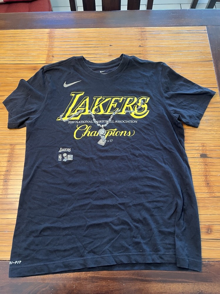 Nike Dri-Fit LA Lakers 2020 NBA Champions x 17, Black, Men Size Medium (M)!