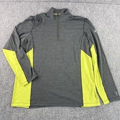 Smartwool Mens XL Merino Sport 150 1/4 Zip Pullover Gray Neon Yellow Base Layer