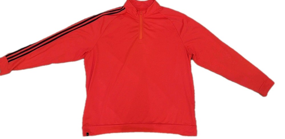 Adidas Size 2XL Mens Hot Pink Half Zip 3stripe Sleeve Athletic Pullover