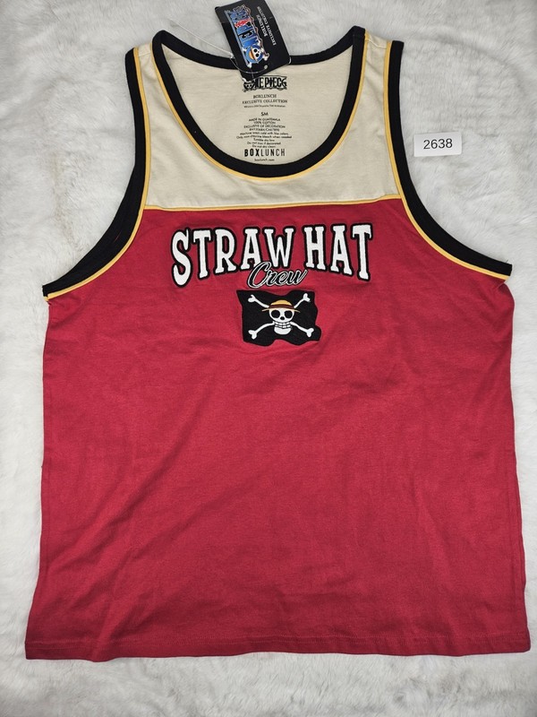 Men's One Piece Straw Hat Crew Panel Tank - BoxLunch Exclusive Size Small gallery