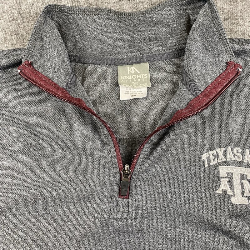Texas A&M Aggies Quarter Zip Pullover Gray Men’s Medium Embroidered Logo Jacket gallery