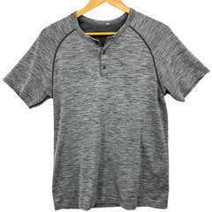 Lululemon Metal Vent Tech Henley Shirt Mens Medium Gray Short Sleeve Running