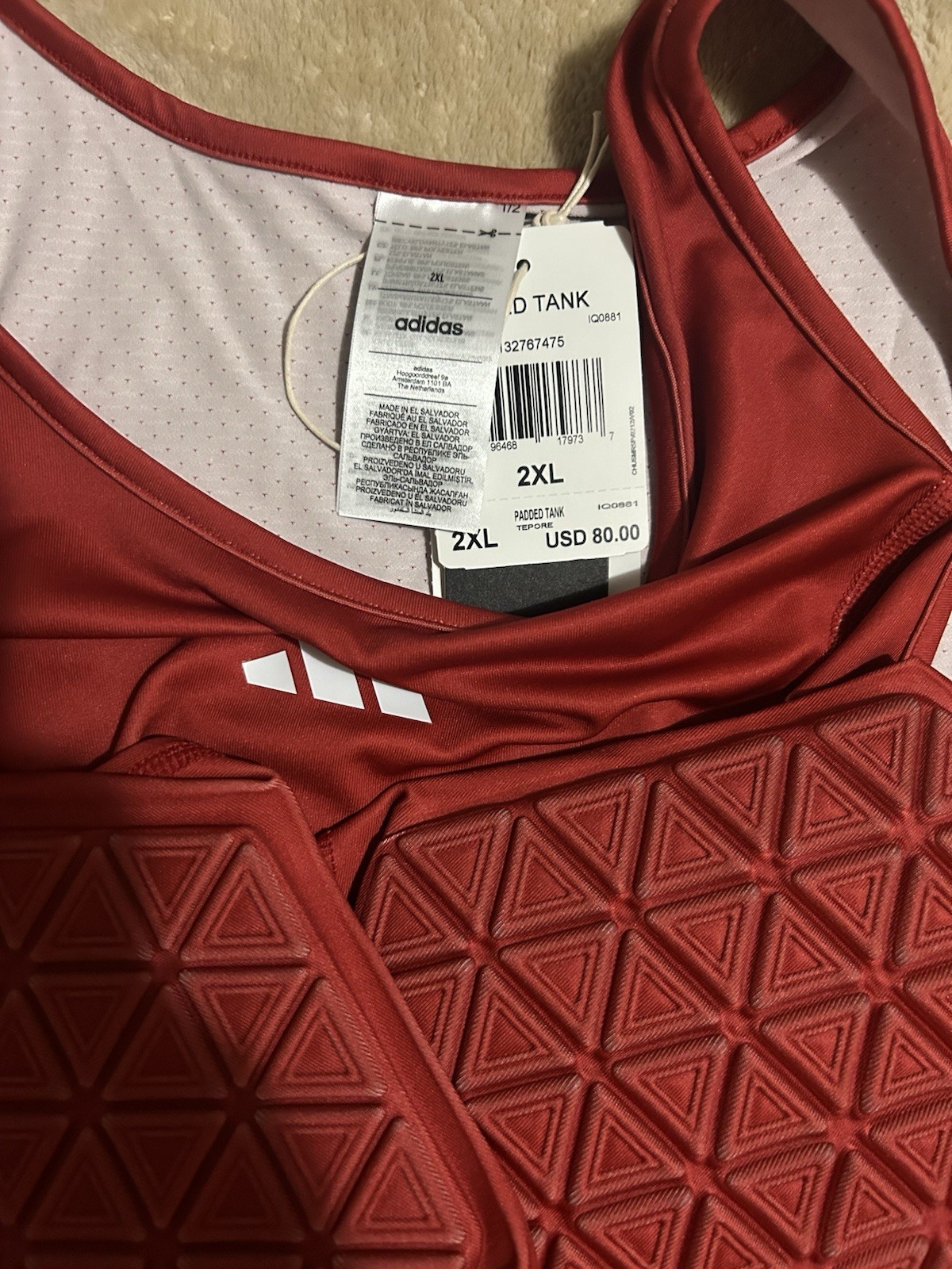 (2) Men Adidas Aeroready Padded Compression Top Red “Size 2XL” IQ0881 MSRP $80 gallery
