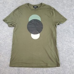 Express Shirt Mens Small Green Crew Neck Short Sleeve Graphic Stretch Pullover
