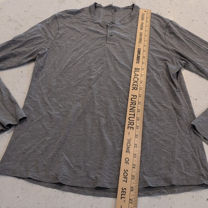 Lululemon Shirt Mens Small Gray Henley Long Sleeve Basic Classic Athletic Casual gallery