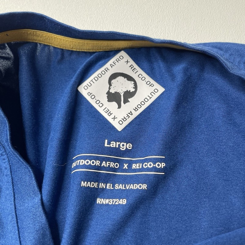 Outdoor Afro Rei Co-Op Tee Shirt Men's Sz L Blue Trail Lightweight Breathable gallery