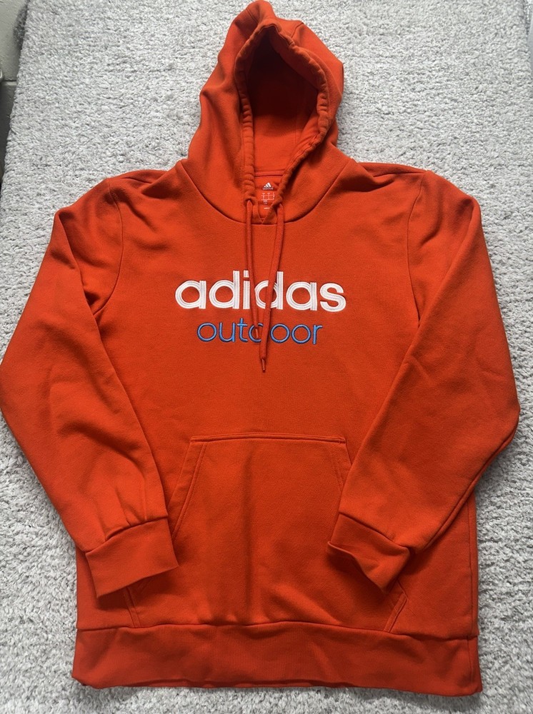Adidas Performance OUTDOOR Pullover Training Sweatshirt Mens Large Orange Logo