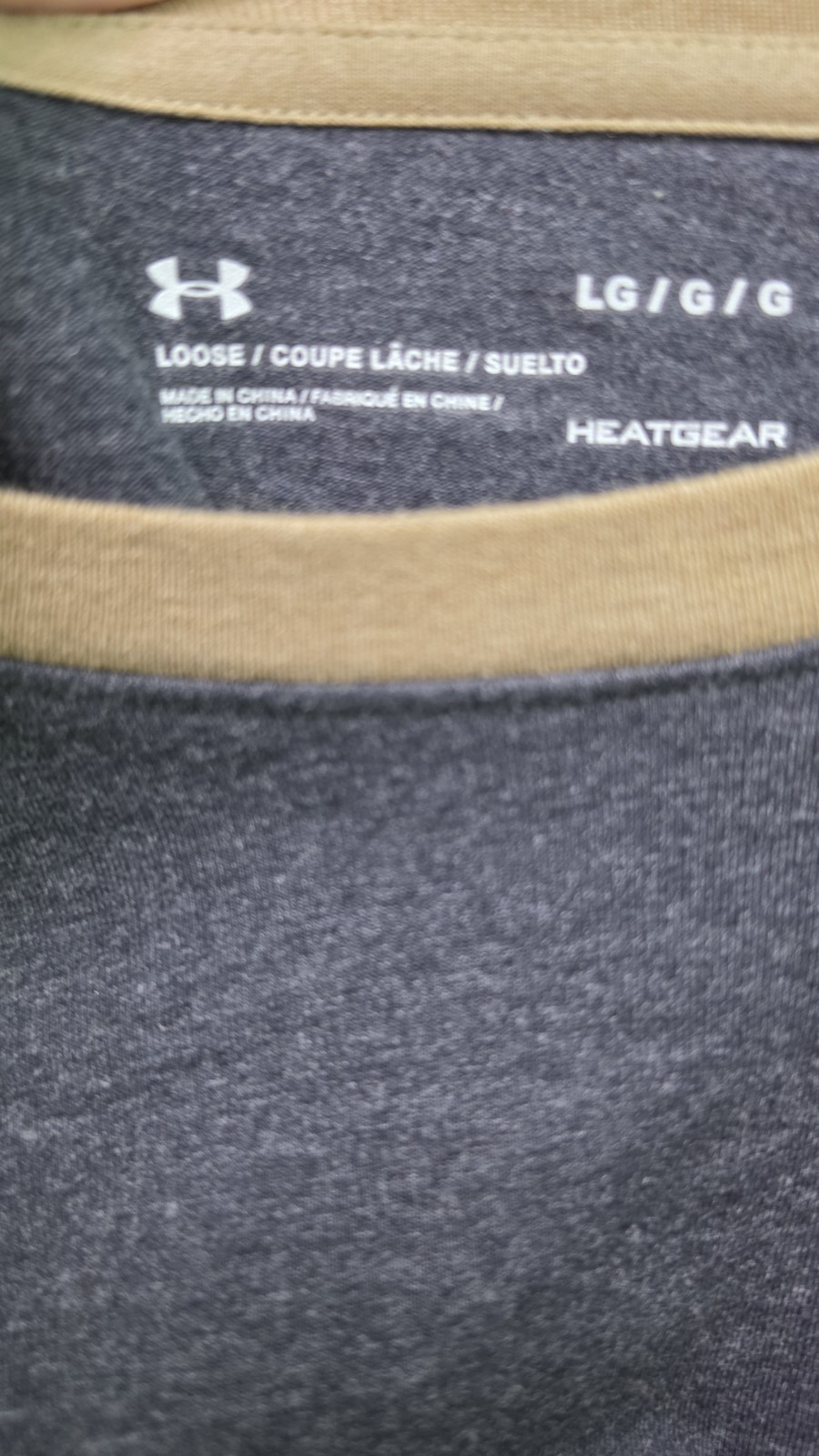 Under Armour HeatGear Men's L Loose Fit 3/4 Raglan Tee Gray Tan Camo Logo gallery