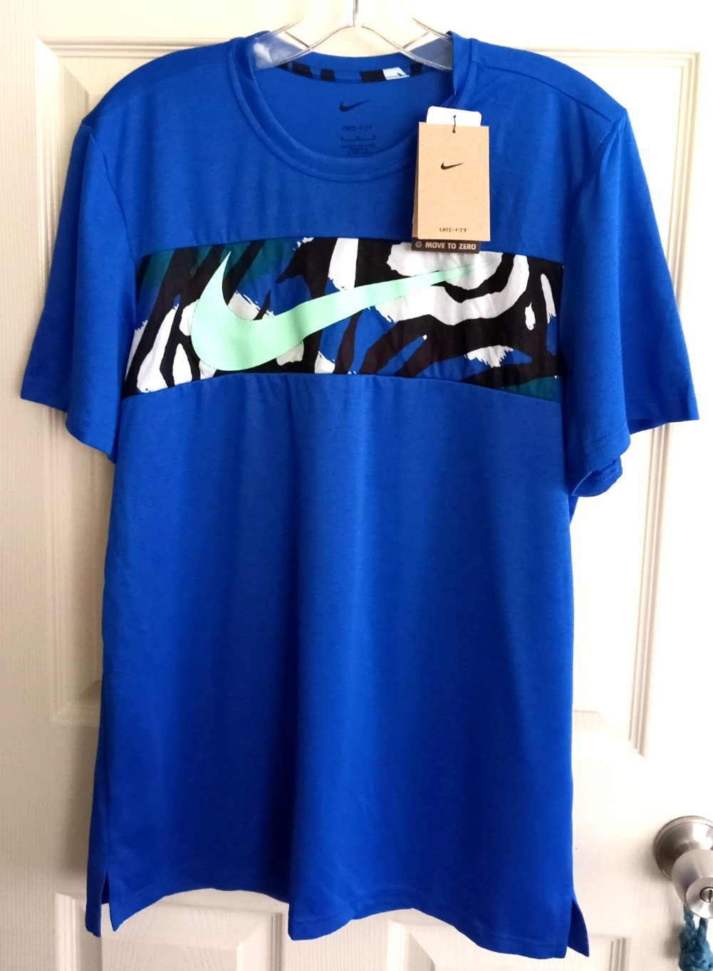 Nike Dri Fit MENS MEDIUM Training T-Shirt MOVE TO ZERO 75% Recycled Fibers BLUE gallery