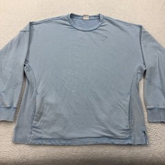 Gymshark Oversized Long Sleeve Crewneck Pullover Blue Ribbed Panels XL A2A8C