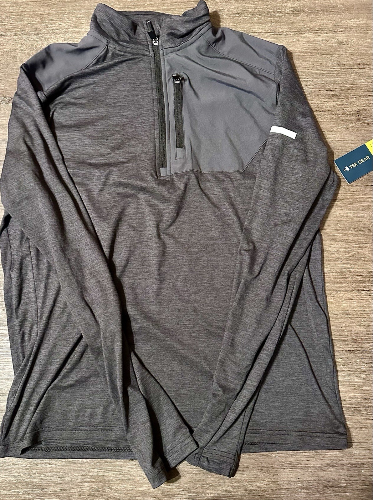 Tek Gear Drytek Grey Pullover Quarter Zip Long Sleeve Mens Size Medium gallery