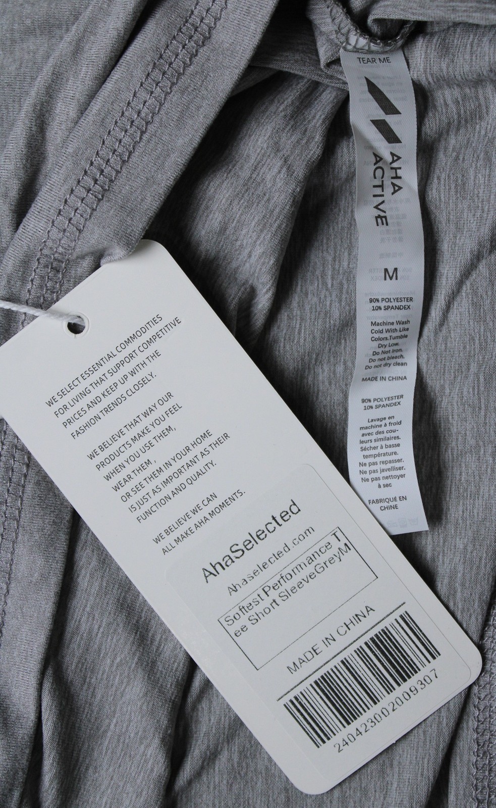 Aha Selected Men's Softest Performance Short Sleeve Tee CG2 Grey Medium NWT gallery