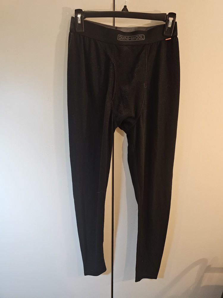 Omni Wool Mens Small Black Base Layer Top & Bottom