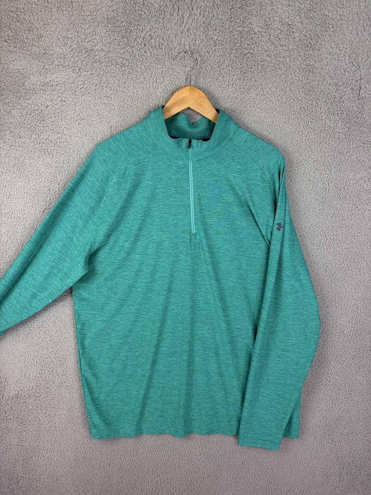 Under Armour Pullover Mens Large Green 1/4 Zip Golf Stretch Long Sleeve Mens