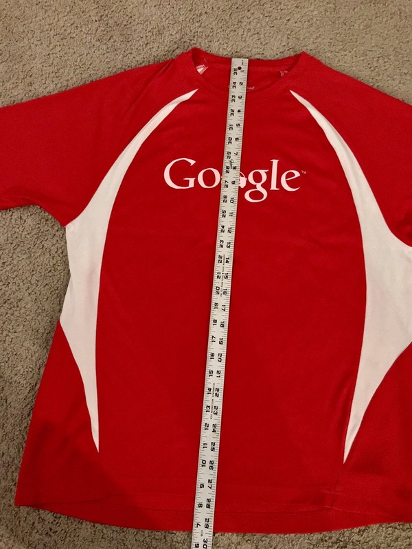 Vintage 90’s GOOGLE LOGO Shirt Activewear Top (L) Red Crew Neck gallery