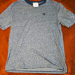 Champion Authentic Athleticwear Men’s M Blue Heather Polyester Crew Tee Logo