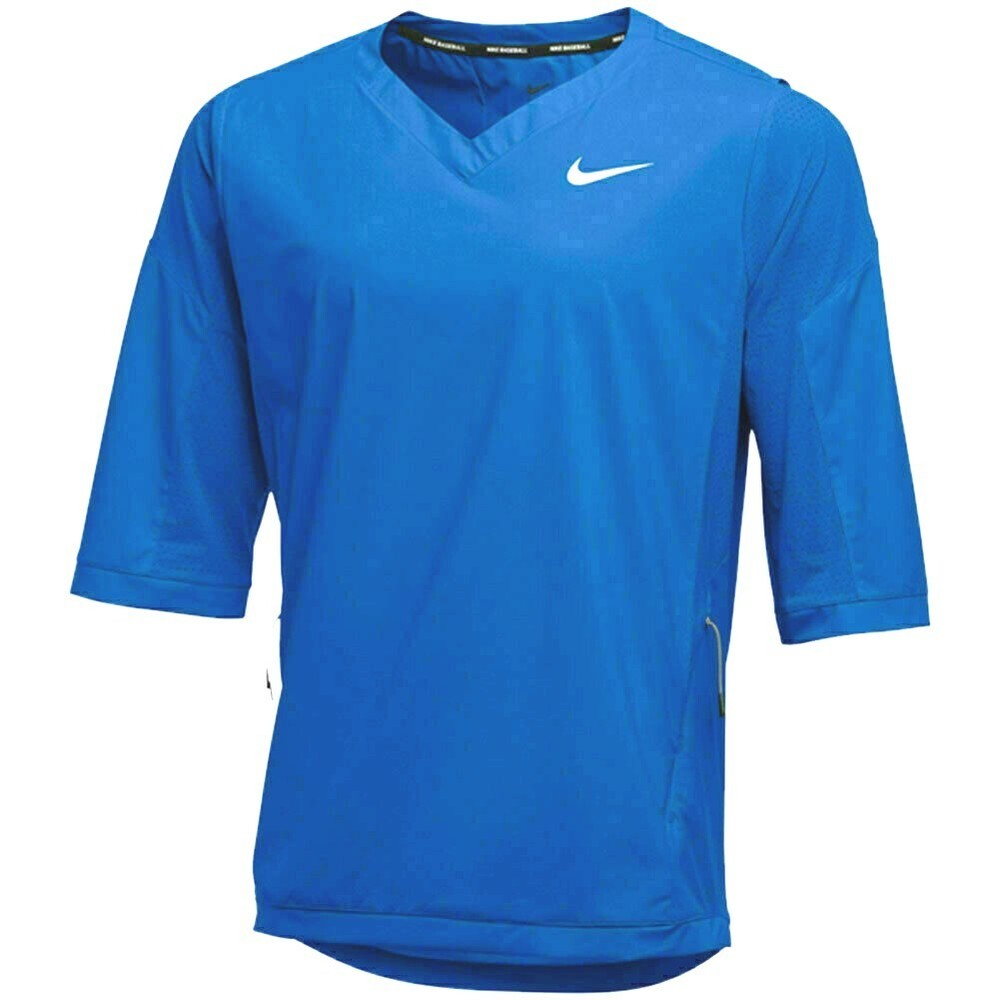 New Nike MLB Baseball Jacket Short Sleeve Shirt Cage Royal Blue 897383-493, XS