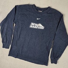 Vintage Nike University New Hampshire Shirt Youth Size Medium Navy Logn Sleeve