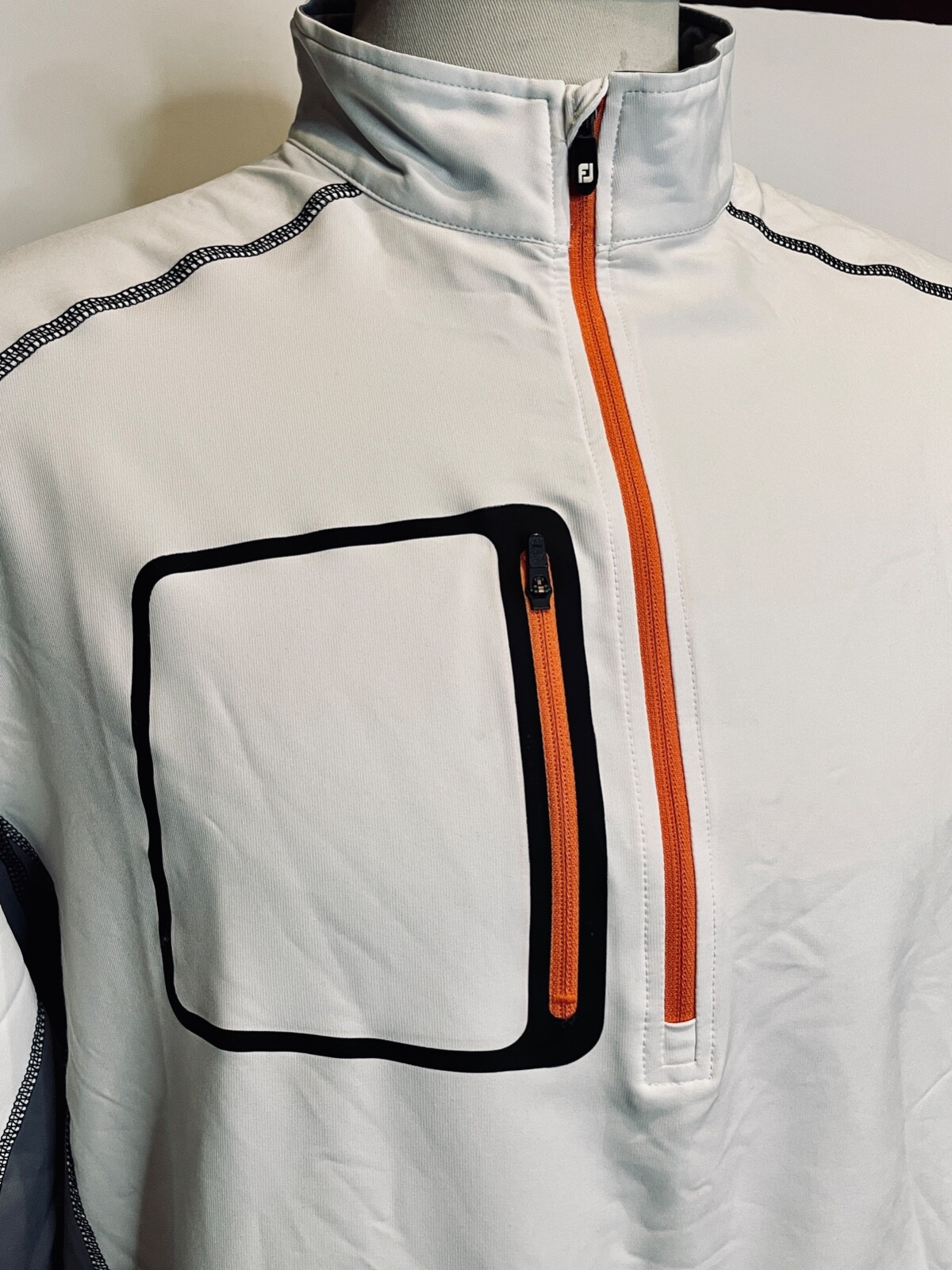 EUC!! FOOT JOY GOLF WHITE&GRAY 1/2 ZIP LAYER PULLOVER SHIRT +LOGO *L gallery