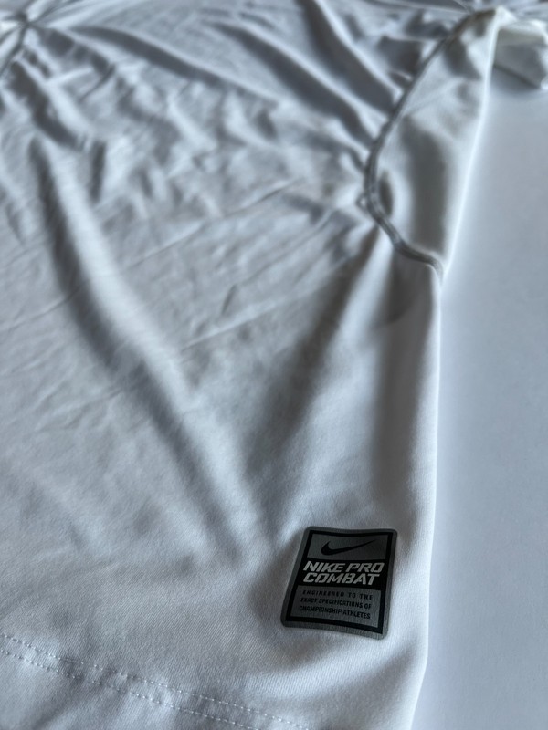 Nike Pro Combat Dri-FIT Fitted Compression Short Sleeve Shirt White Men's Large gallery