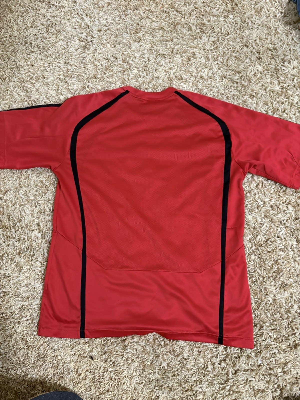 VINTAGE ADIDAS CLIMACOOL SHIRT Y2K Red Black Striped Mesh Soccer Jersey Sz S-M gallery