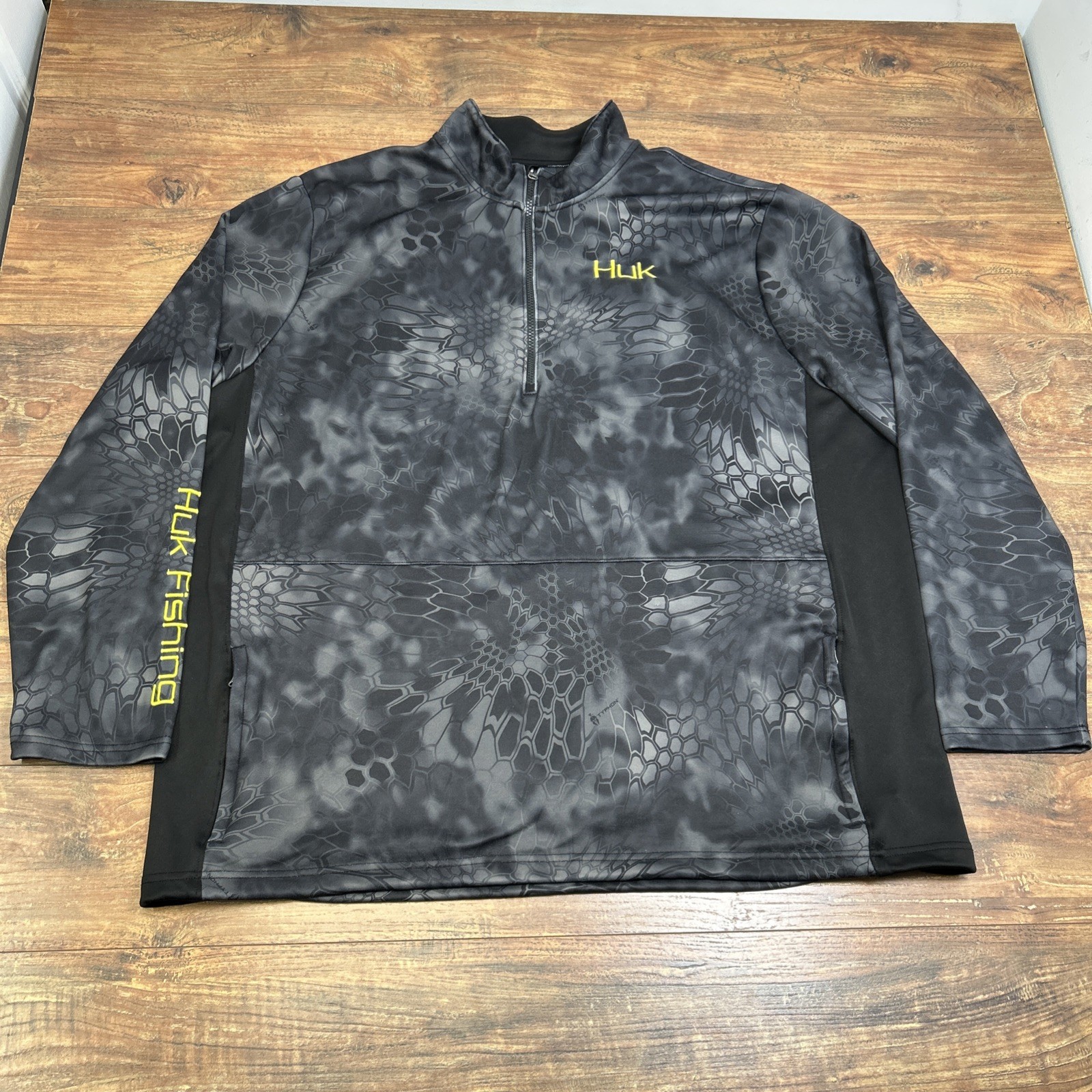 Huk Performance Fishing Shirt Mens XXXL Black 1/4 Zip Kryptex Typhon Camo gallery