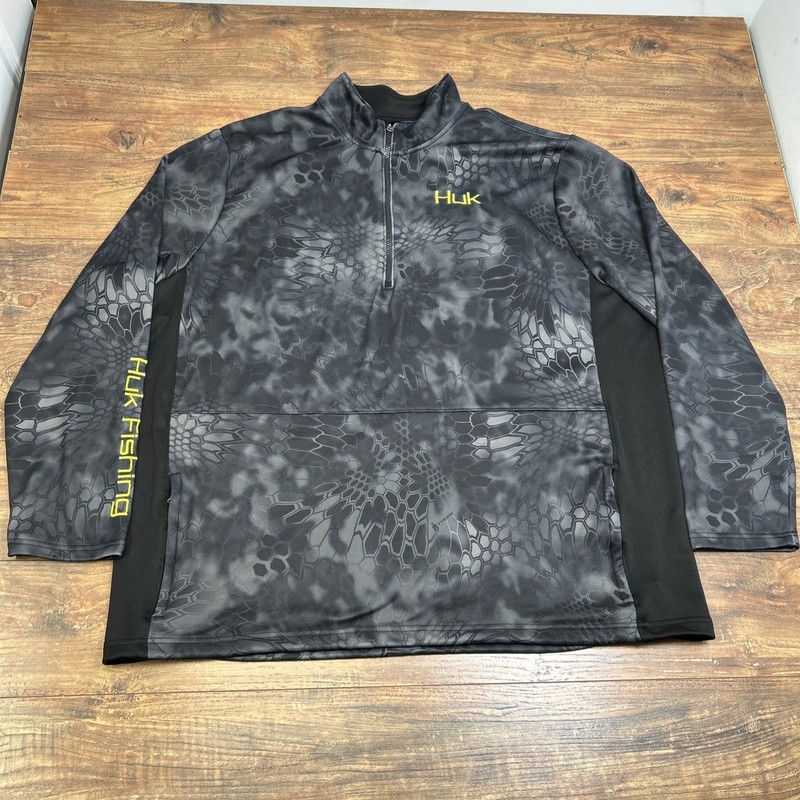 Huk Performance Fishing Shirt Mens XXXL Black 1/4 Zip Kryptex Typhon Camo gallery