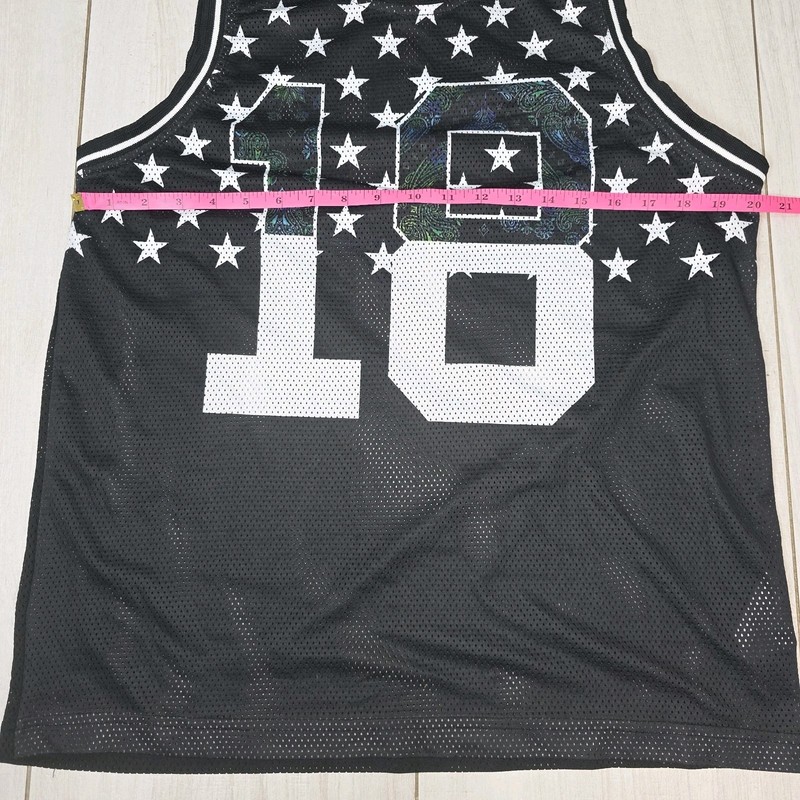 Master Piece B&W Mesh Basketball Jersey Tank Stars Print Logo Round Neck L gallery