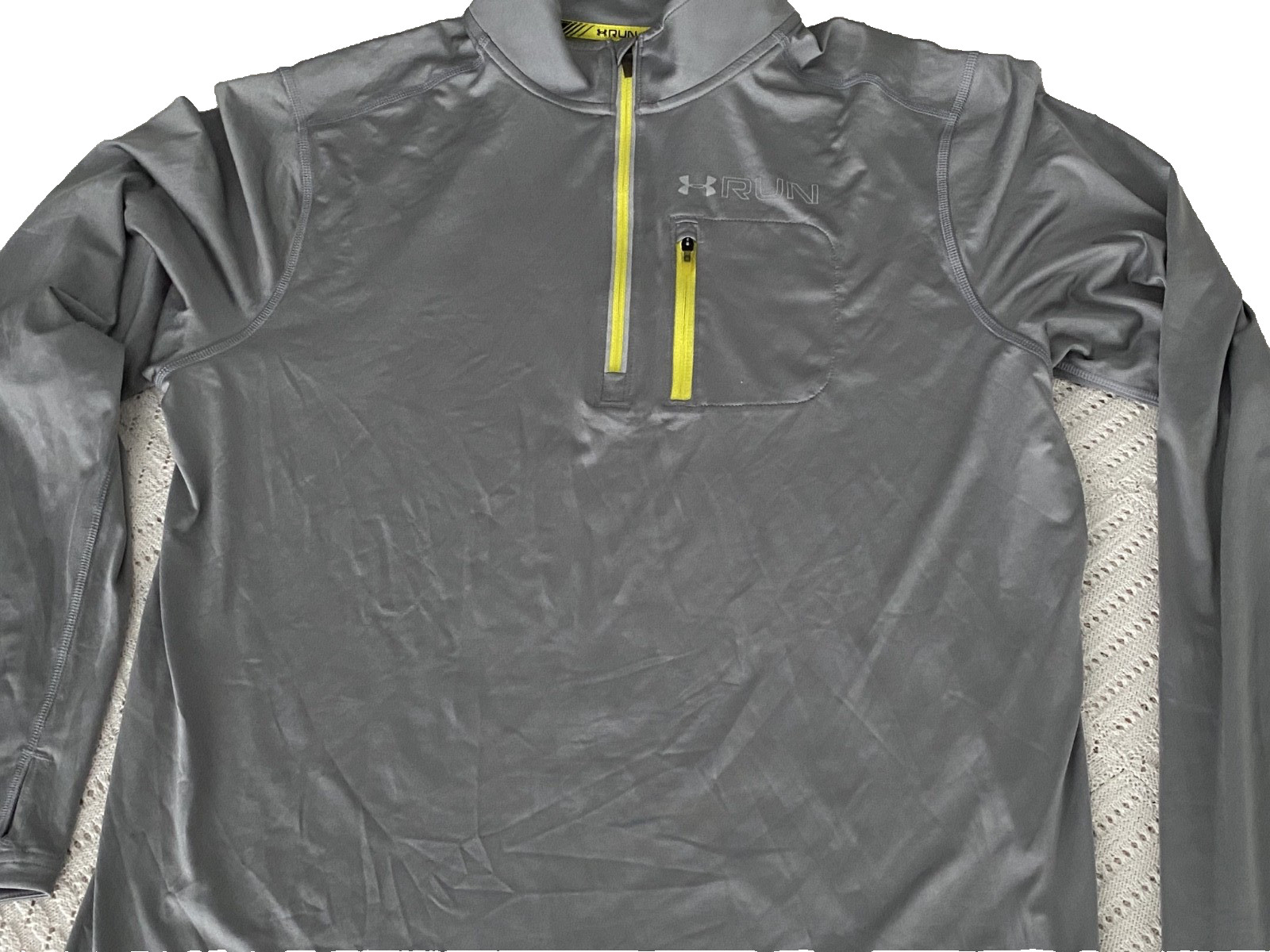 UNDER ARMOUR RUN ALL SEASON 1/4 ZIP PULLOVER, LARGE, FITTED, PRE-OWN & FREE SHIP gallery