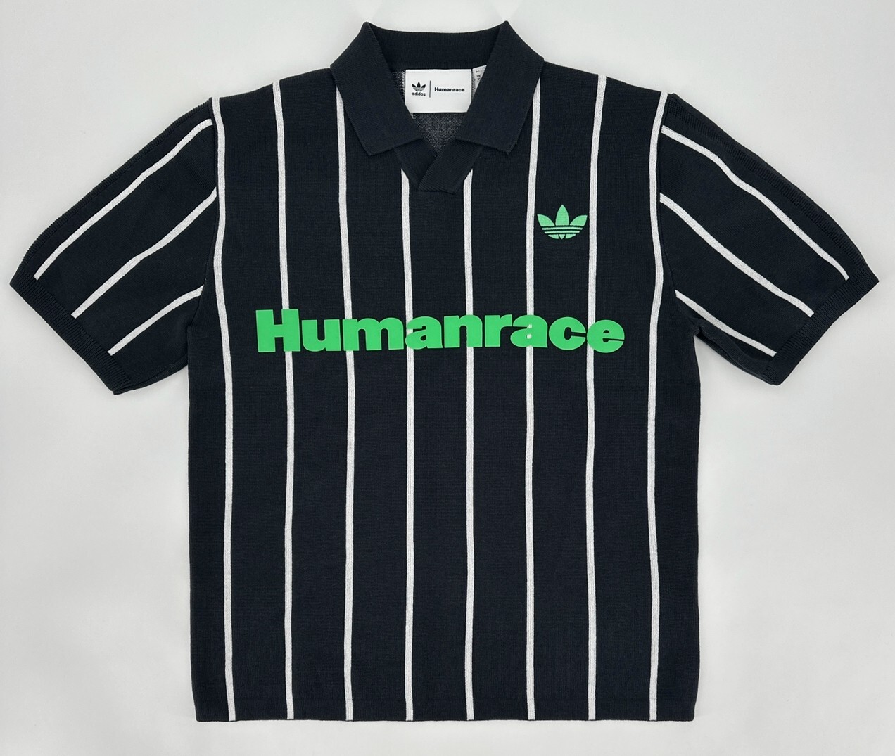 Adidas Shirt Mens XS Pharrell Human Race Hu Gray Knit Polo Jersey Y2K 90s HU1105 gallery
