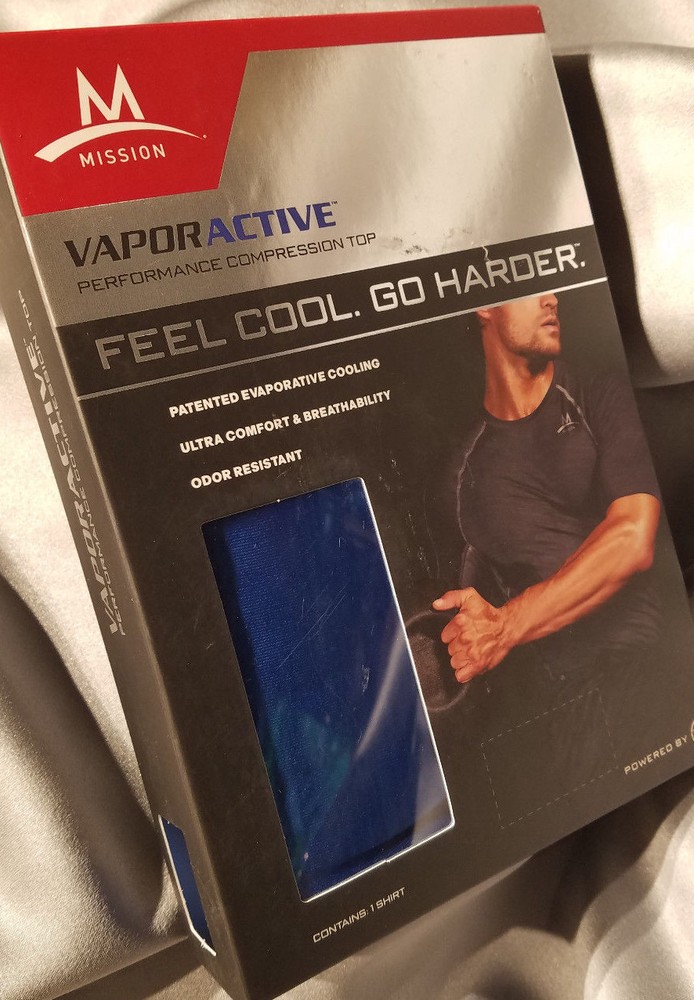 Mission Vapor Active Performance Compression Shirt L BLUE Quick Dry! SHIPS FREE!