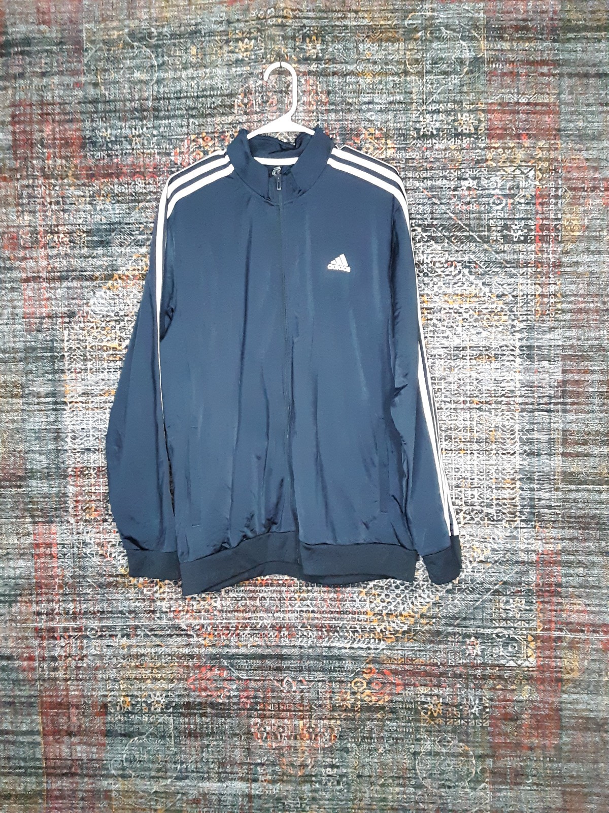 adidas mens navy white striped Essentials track jacket XL h46100 gallery