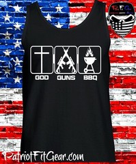 Tank Top, God Guns BBQ,2A,Faith Family Freedom Firearms,We The People,Gun Rights