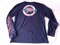 Realtree Fishing Sport Shirt XL American Flag Blue Stretch Active Dry Wicking
