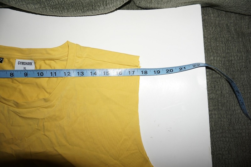 Gym Shark Yellow Cut Off Sleeveless Crop Top Work Out Shirt Sz XL Cotton Blend gallery