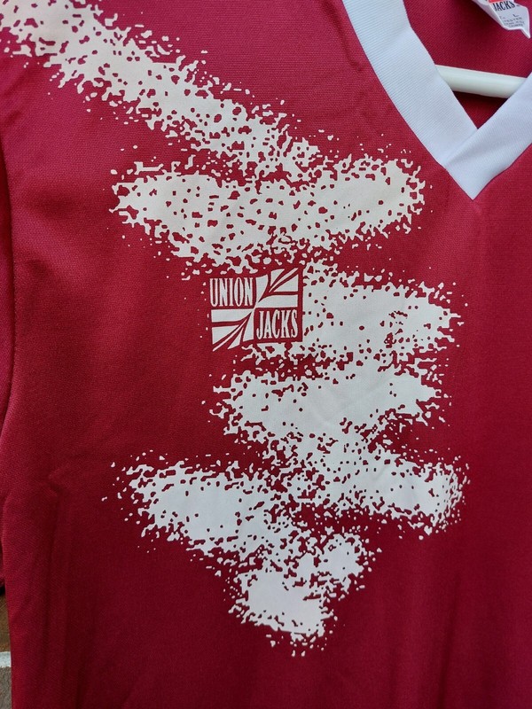 Vintage Union Jacks Football Jersey Red White England English Size L gallery