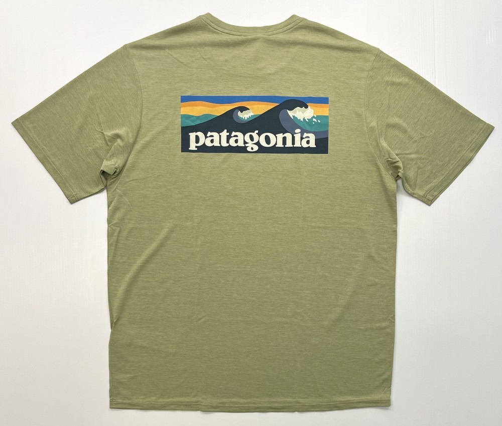 Men's PATAGONIA Capilene Cool Daily Shirt - Boardshort Logo #45481 GUMTREE GREEN