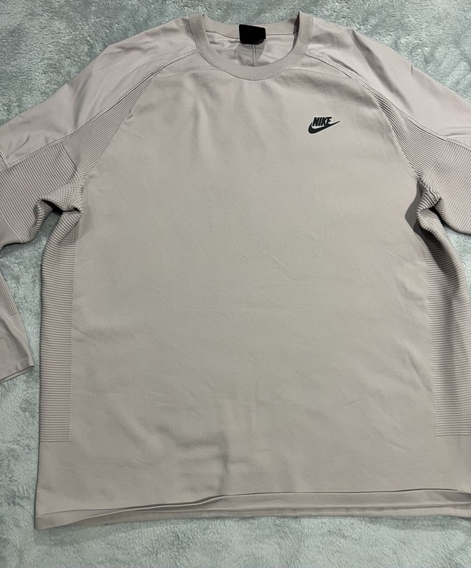 Nike Tech Sweater Mens XL Knit Hybrid Pullover Dusty Pink Mauve 886177-036 gallery