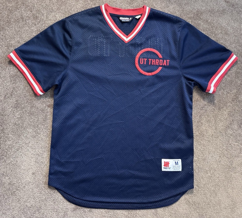 Undefeated UNDFTD Cut Throat Mesh Baseball Jersey M Blue Streetwear Embroidered