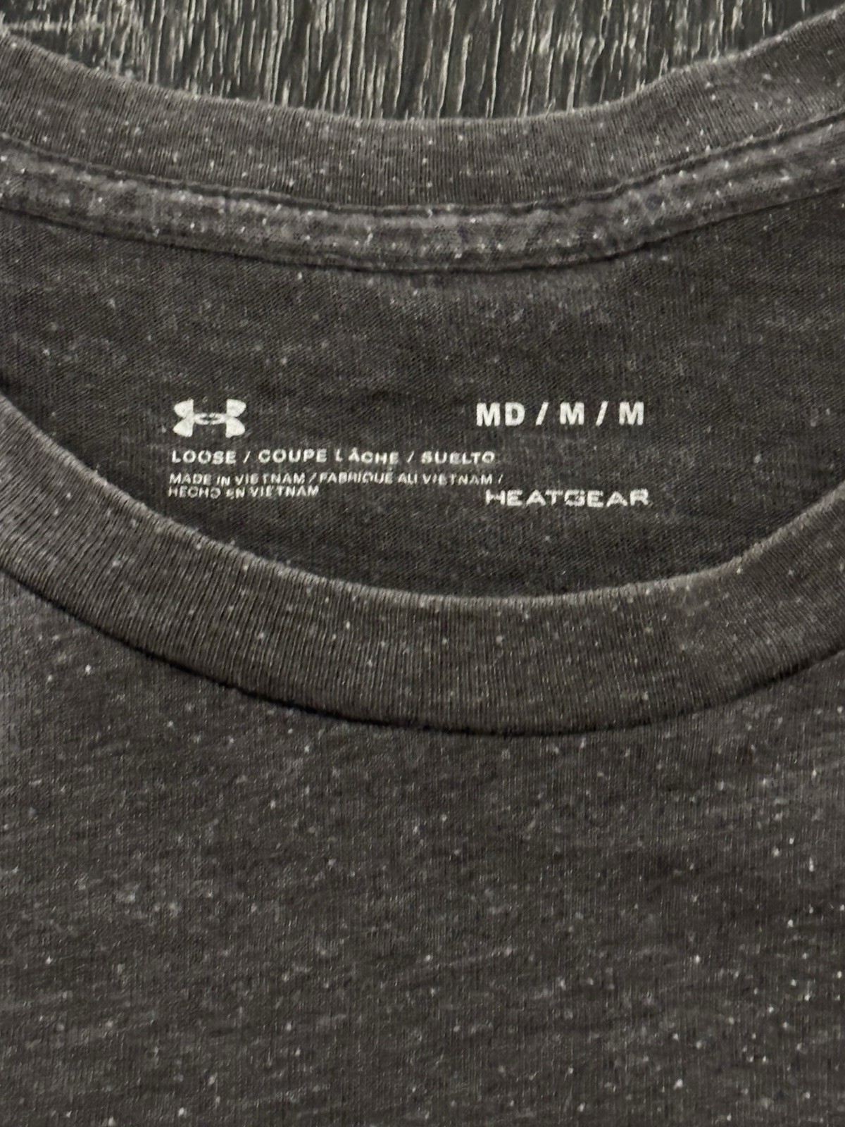Under Armour HeatGear Gray Solid Crew Neck Logo Loose Fit T-Shirt Men’s M gallery